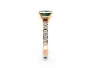 Solitaire Engagement Ring Setting for Fancy Green Princess Cut Center with Large Accents and Prong Head in Rose Gold