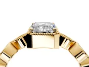 Vintage Station Engagement Ring Setting for Emerald Cut Center with Accents and Prong Head in Yellow Gold