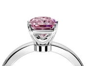 Solitaire Engagement Ring Setting for Fancy Pink Radiant Cut Center with Plain Band and Tulip Prong Head in Sterling Silver