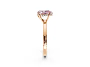 Solitaire Engagement Ring Setting for Fancy Pink Pear-Shaped Center with Fine Wire Band and Prong Head in Rose Gold