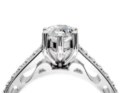 Solitaire Engagement Ring Setting for Pear-Shaped Center with Pave Cathedral Band and Prong Head in Sterling Silver
