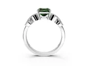 Leaf Engagement Ring Setting for Fancy Green Asscher Cut Center with Milgrain Accent Band and Prong Head in Sterling Silver