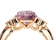 Cluster Engagement Ring Setting for Fancy Pink Princess Cut Center with Bezel Accent Clusters and Prong Head in Rose Gold
