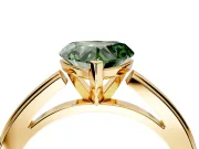 Solitaire Engagement Ring Setting for Fancy Green Heart-Shaped Center with Flat-Sided Plain Band and Prong Head in Yellow Gold