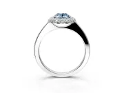Halo Engagement Ring Setting for Fancy Blue Oval Center with Plain Tapered Band and Prong Head in Platinum