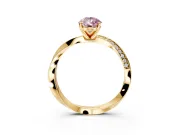 Side Accent Engagement Ring Setting for Fancy Pink Pear-Shaped Center with Accent Shoulders and Prong Head in Yellow Gold