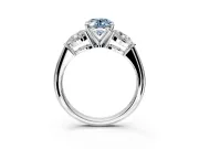 3 Stone Engagement Ring Setting for Fancy Blue Oval Center with Large Pear-Shaped Accents and Prong Head in Sterling Silver