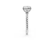 Solitaire Engagement Ring Setting for Princess Cut Center with Plain Twisted Rope Band and Prong Head in Sterling Silver