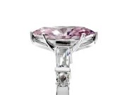 Bar-Set Engagement Ring Setting for Fancy Pink Marquise Center with Tapered Baguette Accents and Prong Head in White Gold
