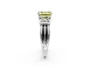 Solitaire Engagement Ring Setting for Fancy Yellow Asscher Cut Center with Grooved Bar Accent Band and Prong Head in Platinum