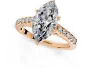 Solitaire Engagement Ring Setting for Marquise Center with Crossover Accents and Prong Head in Rose Gold