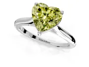 Solitaire Engagement Ring Setting for Fancy Yellow Heart-Shaped Center with Narrow Cathedral Band and Prong Head in White Gold
