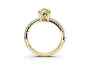 Solitaire Engagement Ring Setting for Fancy Yellow Pear-Shaped Center with Multi-Row Pave Accents and Basket Head in Yellow Gold