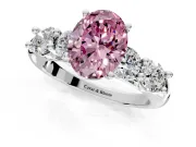 5 Stone Engagement Ring Setting for Fancy Pink Oval Center with Graduated Accents and Prong Head in Platinum