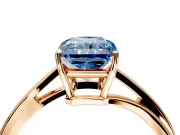Solitaire Engagement Ring Setting for Fancy Blue Radiant Cut Center with Plain Bypass Twist Band and Prong Head in Rose Gold