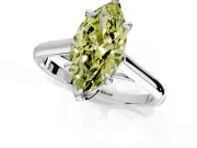 Solitaire Engagement Ring Setting for Fancy Yellow Marquise Center with Cathedral Band and Prong Head in Platinum