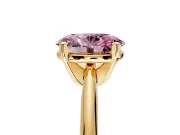 Solitaire Engagement Ring Setting for Fancy Pink Oval Center with Knife Ridge Band and Claw Prong Head in Yellow Gold