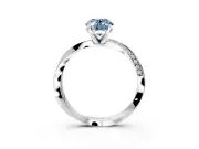 Side Accent Engagement Ring Setting for Fancy Blue Oval Center with Accent Shoulders and Prong Head in Sterling Silver