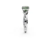 Solitaire Engagement Ring Setting for Fancy Green Princess Cut Center with Half-Pave Crossover Band and Prong Head in White Gold