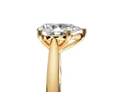 Solitaire Engagement Ring Setting for Pear-Shaped Center with Narrow Cathedral Band and Prong Head in Yellow Gold