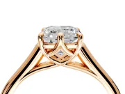 Solitaire Engagement Ring Setting for Cushion Cut Center with Cathedral Band and Prong Head in Rose Gold