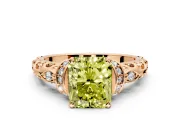 Solitaire Engagement Ring Setting for Fancy Yellow Radiant Cut Center with Filigree Band and Prong Head in Rose Gold
