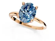 Minimalist Solitaire Engagement Ring Setting for Fancy Blue Oval Center with Thin Band and Prong Head in Rose Gold