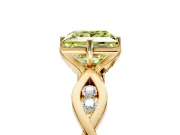 Solitaire Engagement Ring Setting for Fancy Yellow Princess Cut Center with Accented Twist Band and Leaf Prong Head in Yellow Gold