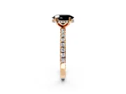 Solitaire Engagement Ring Setting for Fancy Black Oval Center with Band of Accents and Prong Head in Rose Gold