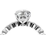 Solitaire Engagement Ring Setting for Oval Center with Bezel-Dot Beaded Band and Prong Head in Sterling Silver