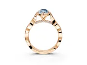 Halo Engagement Ring Setting for Fancy Blue Marquise Center with Twist Band and Prong Head in Rose Gold
