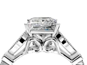 Solitaire Engagement Ring Setting for Princess Cut Center with Marquise and Bezel Accents and Prong Head in Platinum