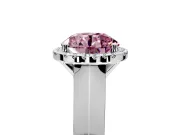 Halo Engagement Ring Setting for Fancy Pink Round Cut Center with Knife Ridge Cathedral Band and Prong Head in White Gold
