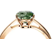 Solitaire Engagement Ring Setting for Fancy Green Cushion Cut Center with Plain Bypass Twist Band and Prong Head in Rose Gold