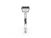 3 Stone Engagement Ring Setting for Fancy Green Emerald Cut Center with Baguette Accents and Prong Head in Platinum