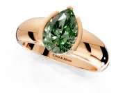 Tension Engagement Ring Setting for Fancy Green Pear-Shaped Center with Wide Flat Band and Tension Head in Rose Gold