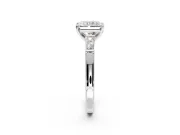 3 Stone Engagement Ring Setting for Radiant Cut Center with Tapered Baguettes, Plain Band and Prong Head in Platinum