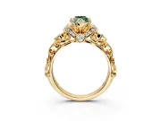 Solitaire Engagement Ring Setting for Fancy Green Marquise Center with Filigree Band and Prong Head in Yellow Gold