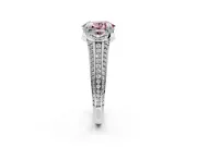 Solitaire Engagement Ring Setting for Fancy Pink Oval Center with Accented Split Shank and Prong Head in Platinum