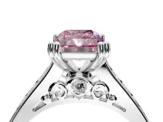 Solitaire Engagement Ring Setting for Fancy Pink Radiant Cut Center with Channel Band and Double Claw Prong Head in White Gold