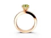 Solitaire Engagement Ring Setting for Fancy Yellow Round Cut Center with Channel-Set Accents and Prong Head in Rose Gold