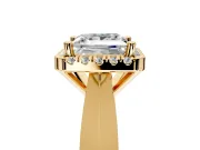 Halo Engagement Ring Setting for Princess Cut Center with Square Band and Prong Head in Yellow Gold