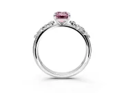 Cluster Engagement Ring Setting for Fancy Pink Emerald Cut Center with Round Cut Accent Band and Prong Head in Sterling Silver