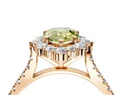 Halo Engagement Ring Setting for Fancy Yellow Pear-Shaped Center with Single-Row Pave, Open Basket and Prong Head in Rose Gold