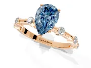 Solitaire Engagement Ring Setting for Fancy Blue Pear-Shaped Center with Bezel Station Band and Prong Head in Rose Gold