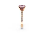 Solitaire Engagement Ring Setting for Fancy Pink Asscher Cut Center with Large Accents and Prong Head in Rose Gold