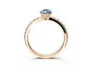 Solitaire Engagement Ring Setting for Fancy Blue Pear-Shaped Center with Large Accent Band and Prong Head in Rose Gold
