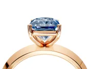 Solitaire Engagement Ring Setting for Fancy Blue Radiant Cut Center with Wide Knife Ridge Band and Prong Head in Rose Gold
