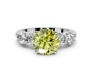 5 Stone Engagement Ring Setting for Fancy Yellow Round Cut Center with Graduated Accents and Prong Head in Platinum