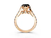 Solitaire Engagement Ring Setting for Fancy Black Heart-Shaped Center with Pave Cathedral Shoulders and Prong Head in Rose Gold